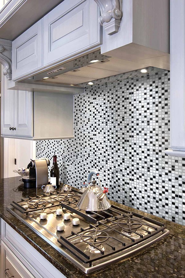 Kitchen stove tile backsplash